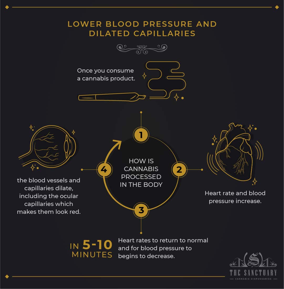 Lower blood pressure and dilated capillaries